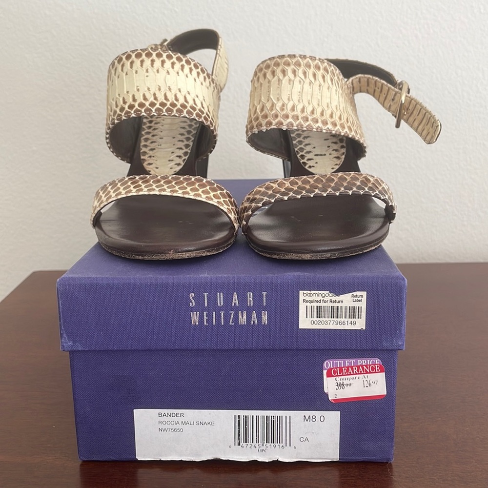 Stuart Weitzman Roccia Snakeskin Sandals Size 8